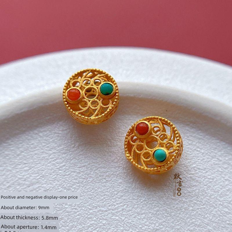 925 Ancient Style Silver Plated Accessories Inlaid Turquoise Dragonfly Eye Spacer Beads round Beads Scattered Beads Beiyun DIY Ornament Accessories SA3287(Single)
925 Ancient Style Silver Plated Accessories Inlaid Turquoise Dragonfly Eye Spacer Beads round Beads Scattered Beads Beiyun DIY Ornament Accessories SA3287(Single)