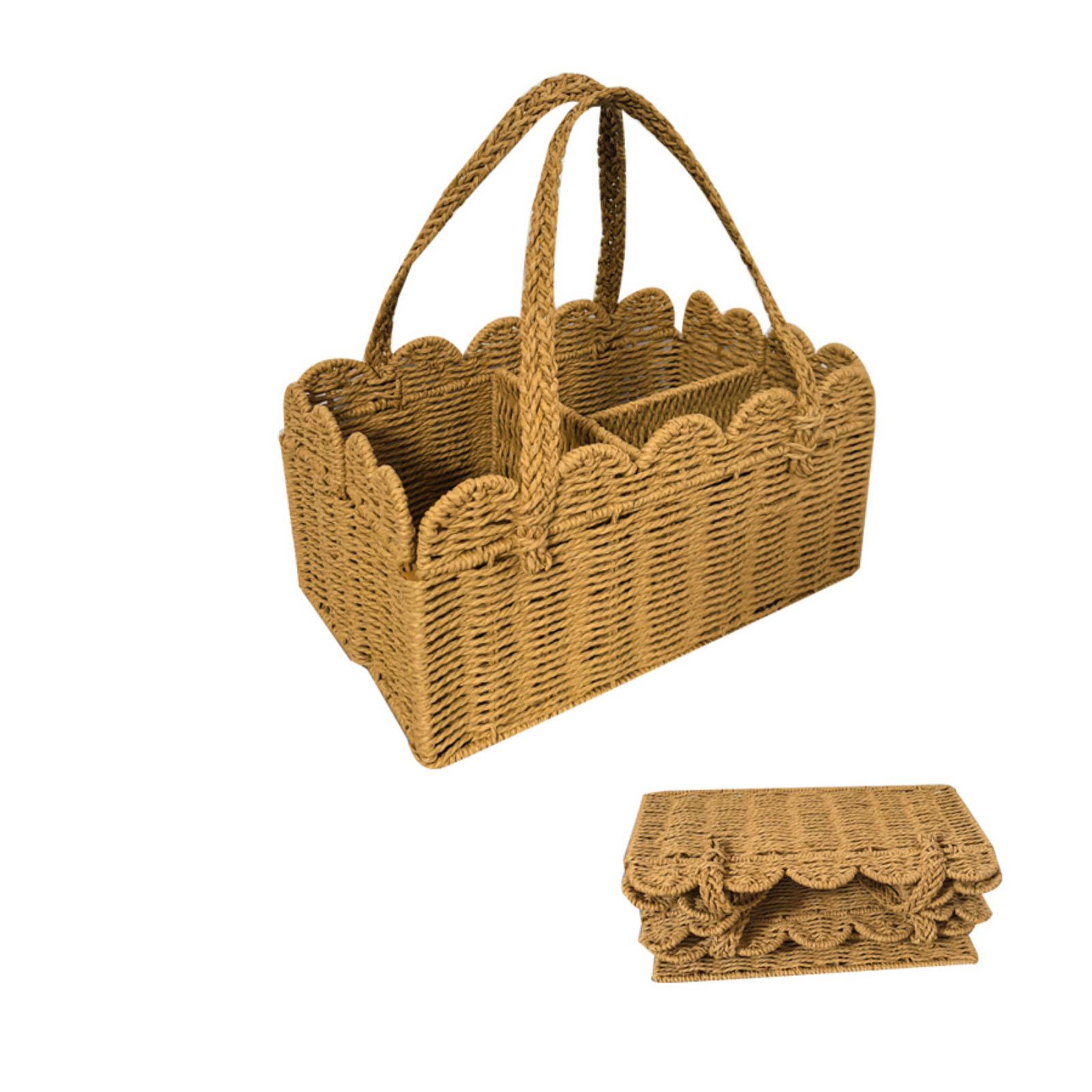 Foldable Handwoven Paper Storage Basket with Fan Shaped Edge and Handles for Home Office Organization One Size
Foldable Handwoven Paper Storage Basket with Fan Shaped Edge and Handles for Home Office Organization One Size
