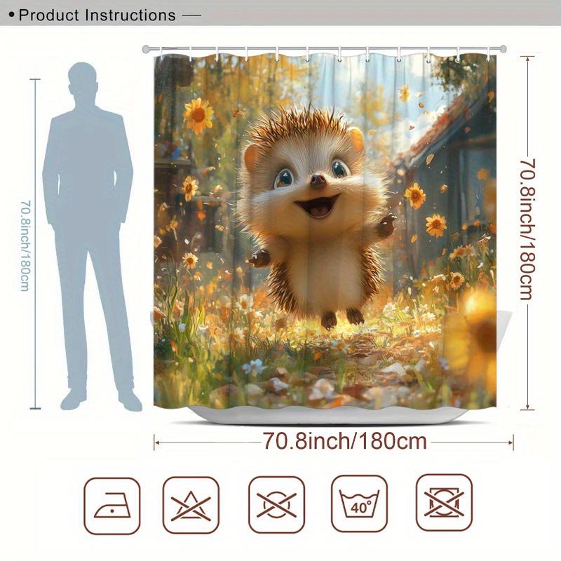 Joyful Hedgehog Shower Curtain - Whimsical Meadow Design, Daisies, Autumn Trees & Village Scene, Polyester, Warm Bathroom Decor W90XH180cm
Joyful Hedgehog Shower Curtain - Whimsical Meadow Design, Daisies, Autumn Trees & Village Scene, Polyester, Warm Bathroom Decor W90XH180cm