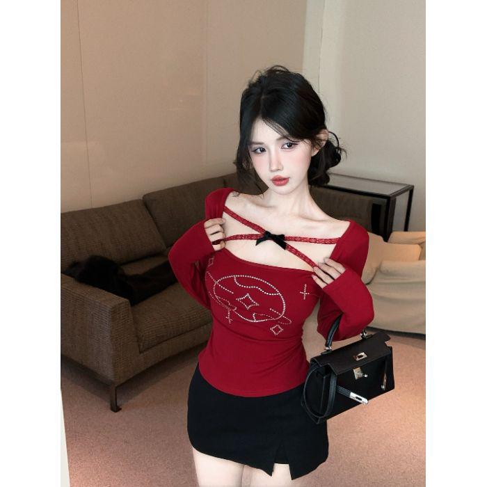 2025 Весна/Осень Сексуальный кружевной топ с бантом и перекрещенными деталями, с длинным рукавом, облегающий женский Small красный
2025 Весна/Осень Сексуальный кружевной топ с бантом и перекрещенными деталями, с длинным рукавом, облегающий женский Small красный