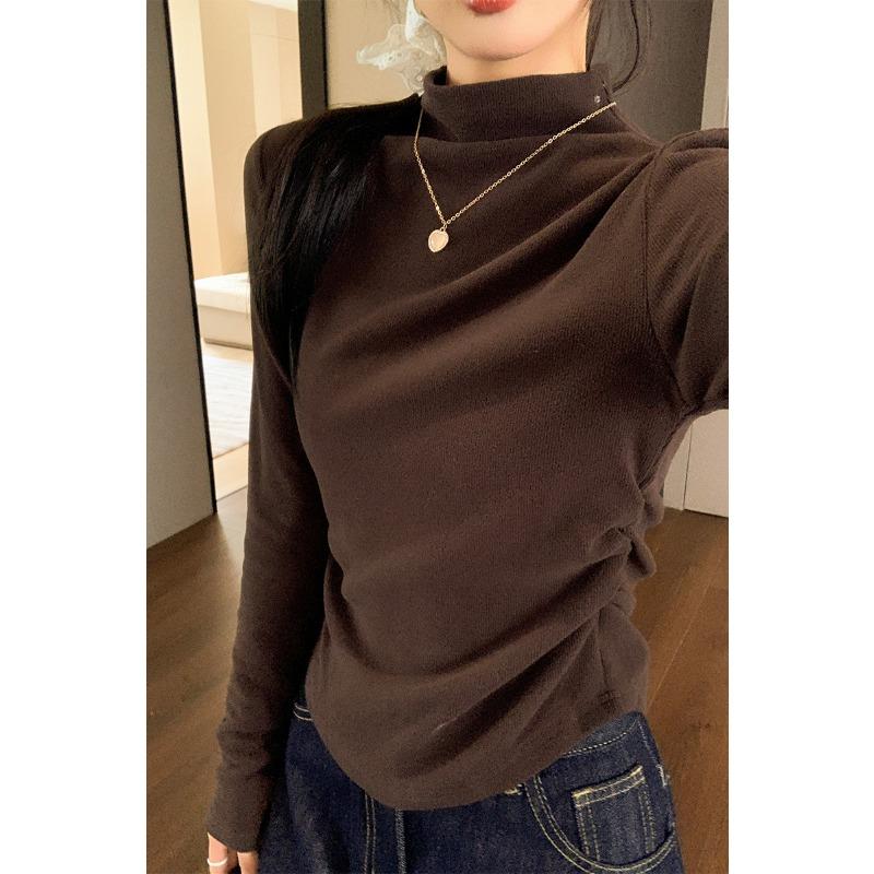 Футболка из бархата с воротником-получерепахой и длинными рукавами для женщин на осень и зиму, с плиссированной талией и верхним слоем из базового материала XL
Футболка из бархата с воротником-получерепахой и длинными рукавами для женщин на осень и зиму, с плиссированной талией и верхним слоем из базового материала XL