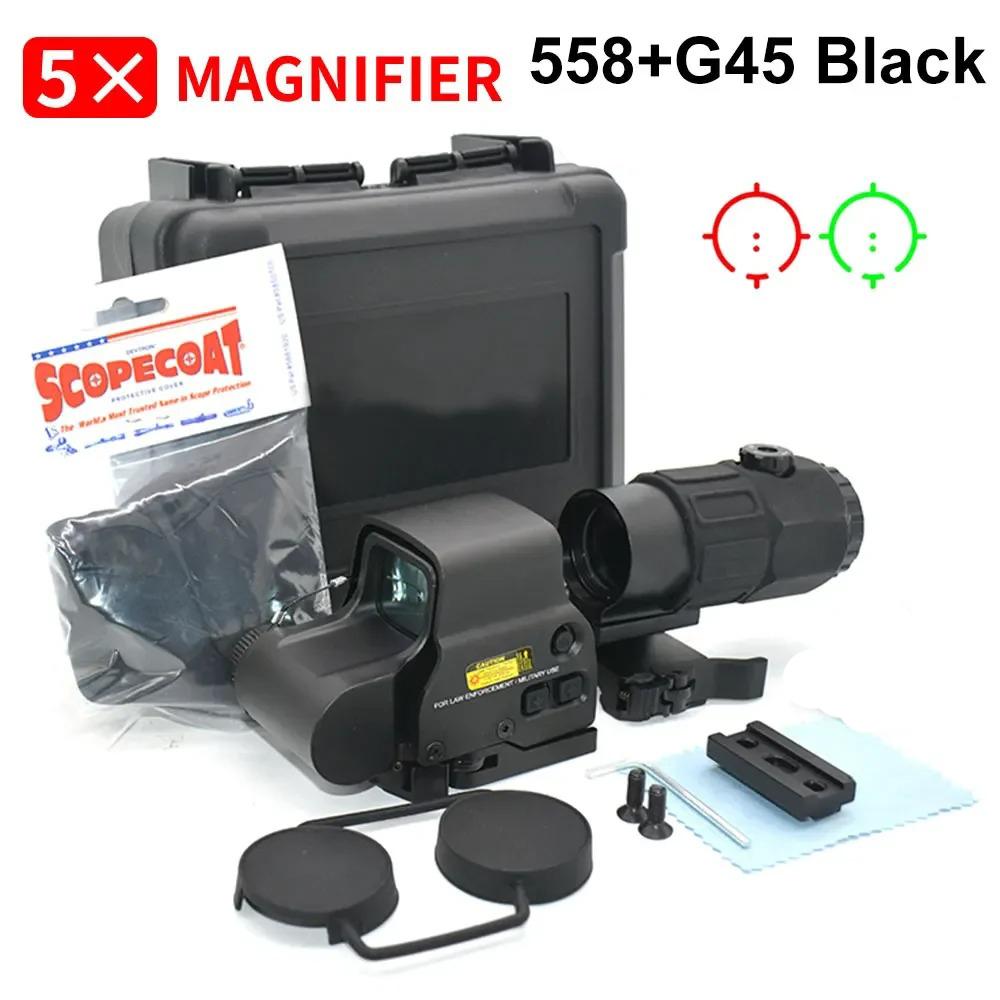 558+G45 Red & Green Dot Holographic Reflex Sight Scope with G45 5X Magnifier Combo Built-in Flip QD Mount чорний
558+G45 Red & Green Dot Holographic Reflex Sight Scope with G45 5X Magnifier Combo Built-in Flip QD Mount чорний