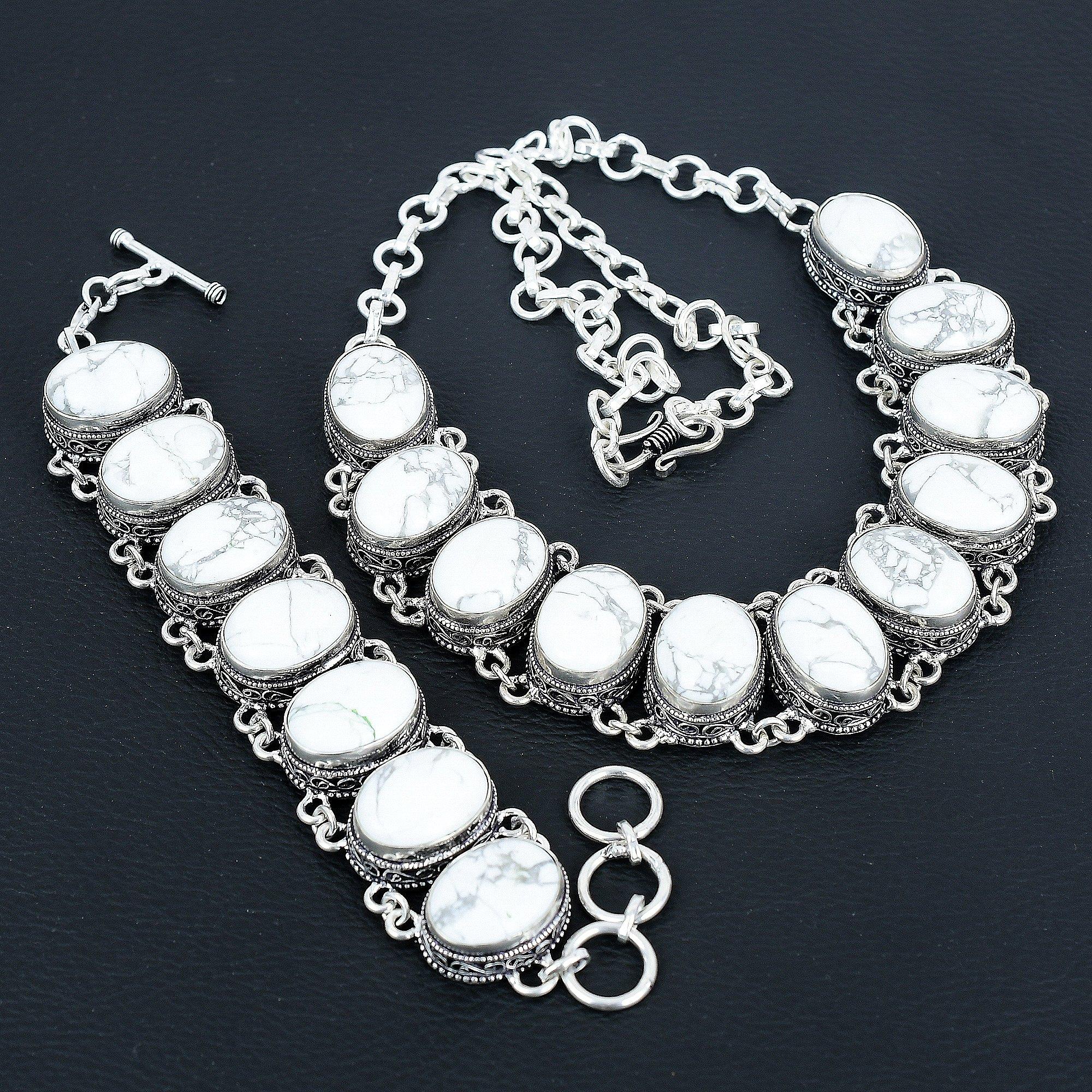 Howlite Gemstone Handmade 925 Sterling Silver Jewelry Neclace Bracelet Set, Antique Jewelry Set, Wedding Gifts Bracelet For Mom 20 белый
Howlite Gemstone Handmade 925 Sterling Silver Jewelry Neclace Bracelet Set, Antique Jewelry Set, Wedding Gifts Bracelet For Mom 20 белый