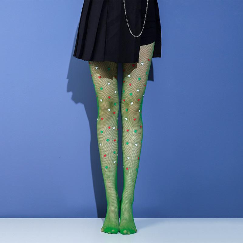 Green Slimming Fishnet Tights with Cute Peach Heart Print – White Base Layer Women s Stockings
Green Slimming Fishnet Tights with Cute Peach Heart Print – White Base Layer Women s Stockings
