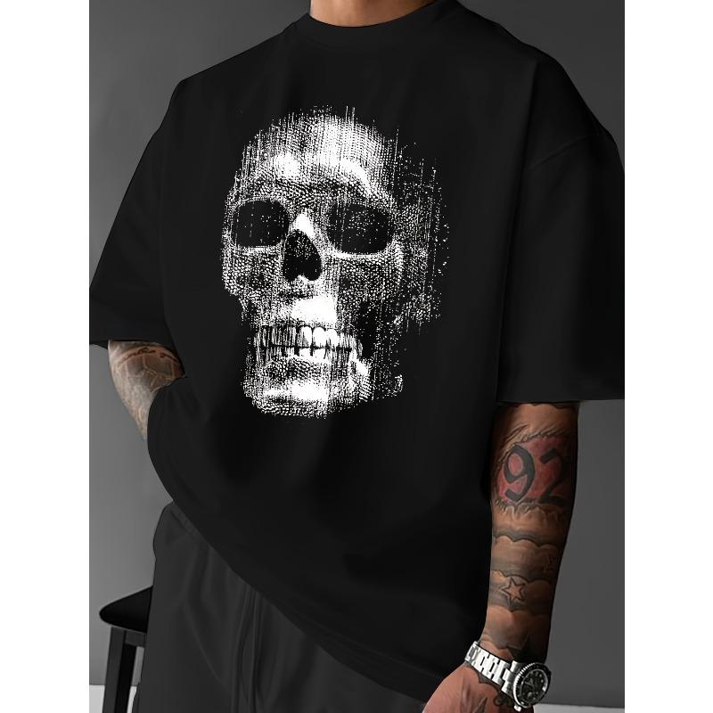 Metal Skull Print T-Shirt, Street Style Crew Neck, Loose Drop Shoulder Fit, Men s Short Sleeve T-Shirt 4XL
Metal Skull Print T-Shirt, Street Style Crew Neck, Loose Drop Shoulder Fit, Men s Short Sleeve T-Shirt 4XL
