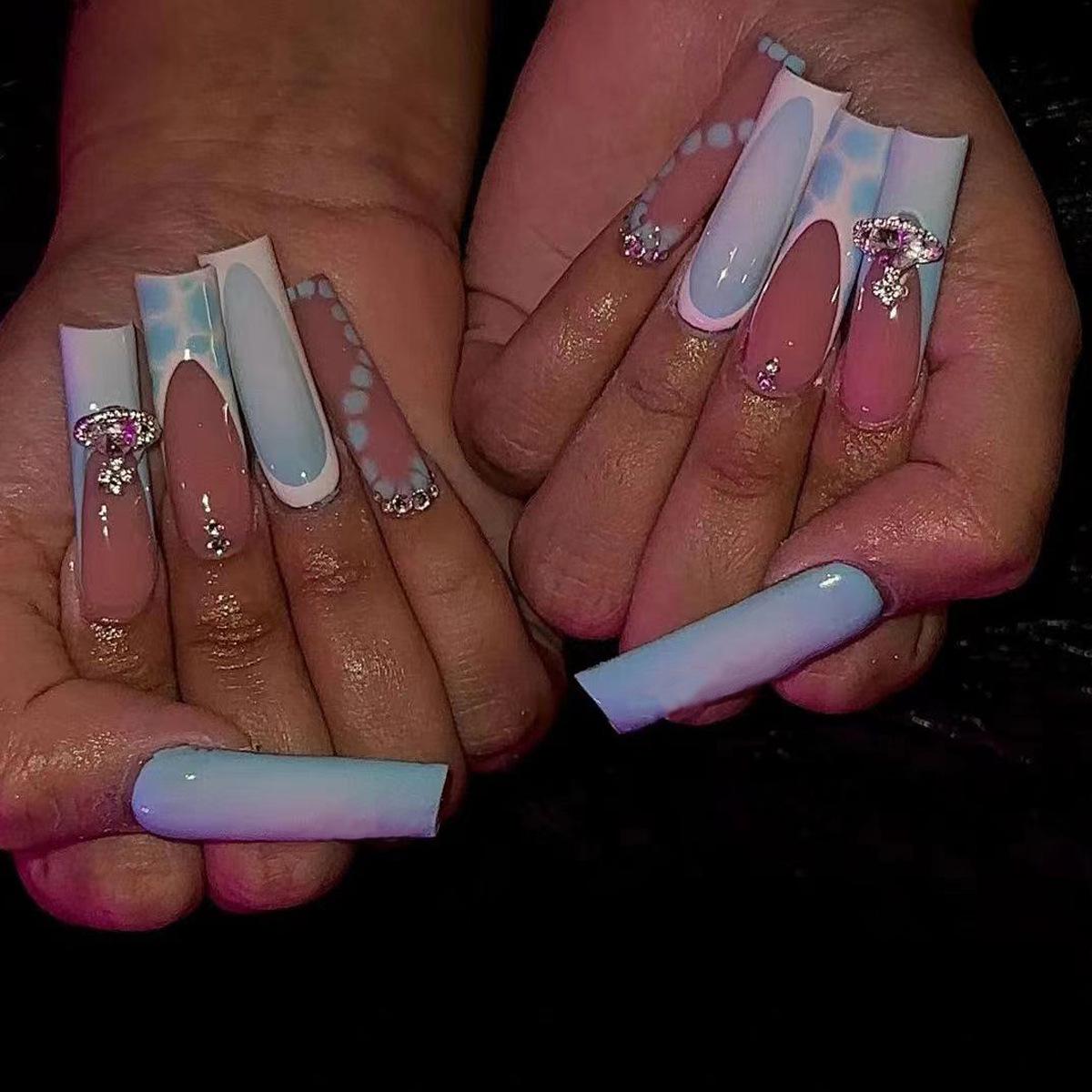 European & American Blue Extra-Long Water Pipe Nail Tips - Chic, Sweet, Cool Nail Art for a Radiant Look
European & American Blue Extra-Long Water Pipe Nail Tips - Chic, Sweet, Cool Nail Art for a Radiant Look
