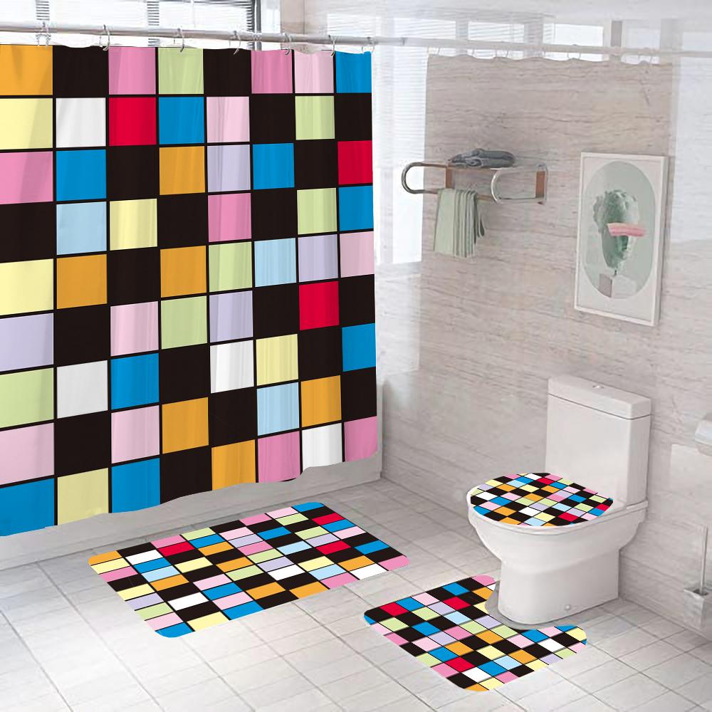 180*180Cm Shower Curtain Colorful Striped Mosaic Pattern Bathroom Curtains Set Bath Mats Rugs Toilet Lid Cover Anti-Slip Carpet W60H190(CM)-1 Pcs
180*180Cm Shower Curtain Colorful Striped Mosaic Pattern Bathroom Curtains Set Bath Mats Rugs Toilet Lid Cover Anti-Slip Carpet W60H190(CM)-1 Pcs