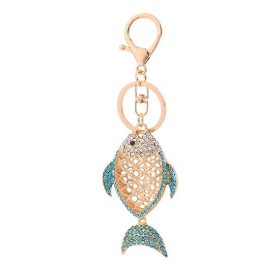 Keychain Pendant Rhinestones Inlaid Hollow Fish Design Key Chain with Anti-Oxidation Lobster Clasp Backpacks Accessory
Keychain Pendant Rhinestones Inlaid Hollow Fish Design Key Chain with Anti-Oxidation Lobster Clasp Backpacks Accessory