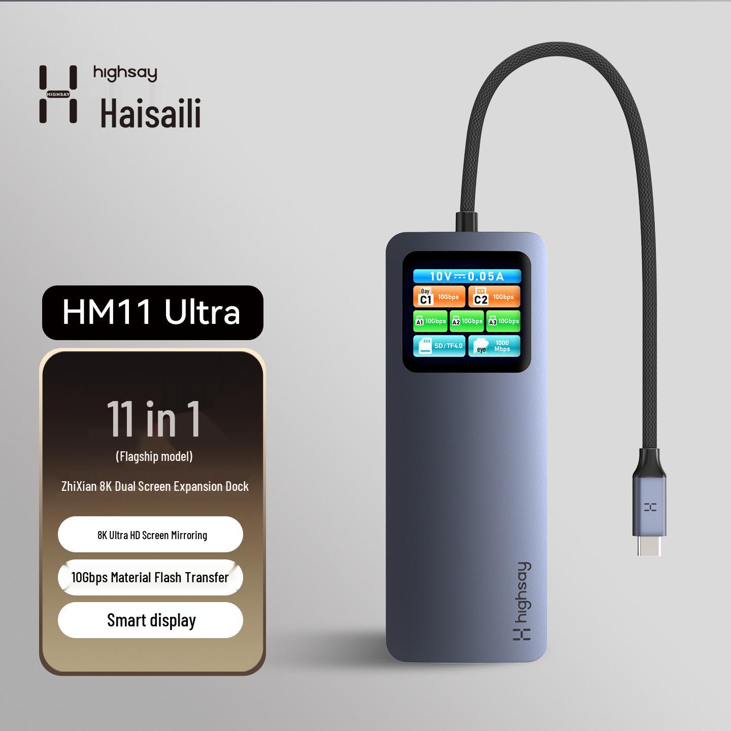 Haiseli HM11 Ultra 8K Dual Screen Expansion Dock for Phones, Tablets, & Laptops
Haiseli HM11 Ultra 8K Dual Screen Expansion Dock for Phones, Tablets, & Laptops