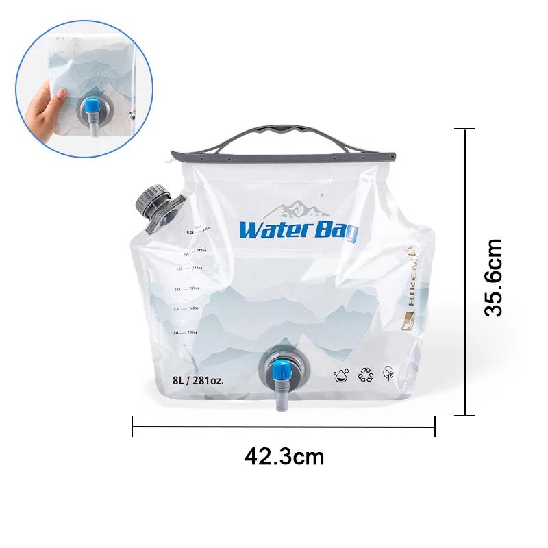 8 л складная сумка для воды с краном, прозрачная, большая вместимость, переносная сумка для воды, складное ведро для воды для кемпинга на открытом воздухе