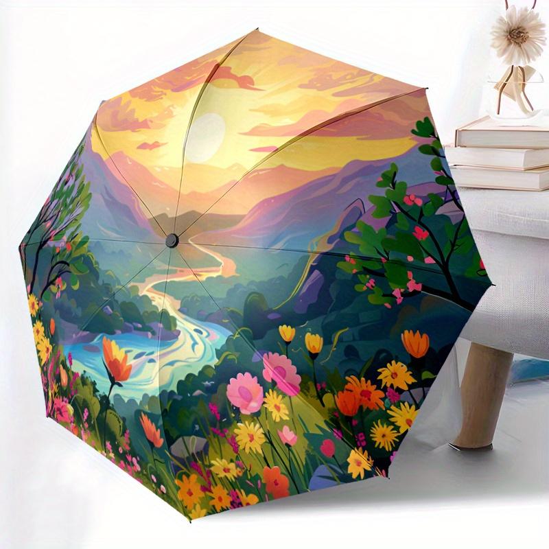 1pc Nature S Harmony Sun Waterfall Flowers Pattern Automatic Folding Umbrella - Portable Travel Umbrella with 8-Rib Design, Vi Iron&8K
1pc Nature S Harmony Sun Waterfall Flowers Pattern Automatic Folding Umbrella - Portable Travel Umbrella with 8-Rib Design, Vi Iron&8K