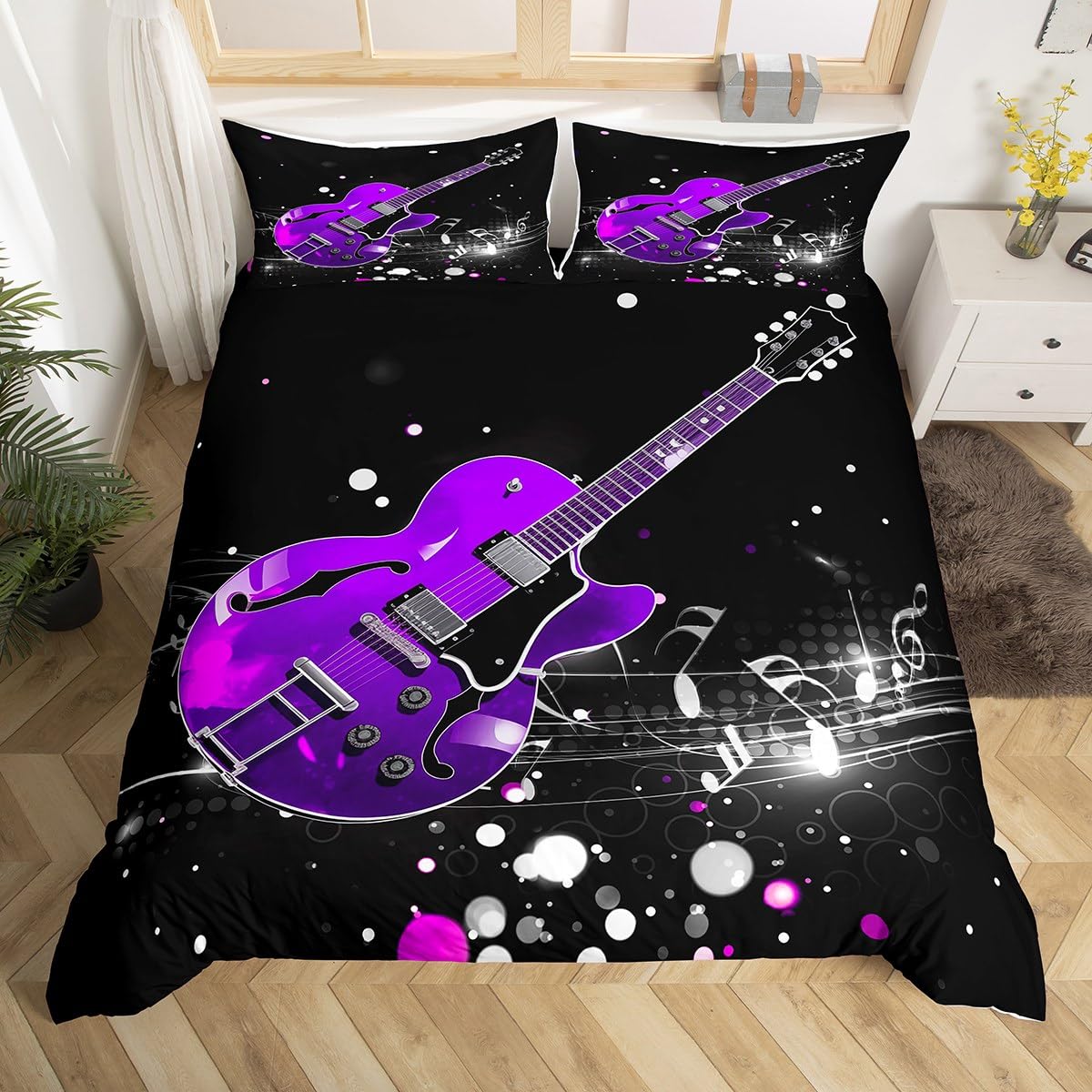 Guitar Beding Set Twin Sized Dimensions,Young Boys Young Girls Music Themed Guitar Soft Duvet Cover Clasical Guitar Warm Comforter Cover Vintage 120*200cm Single
Guitar Beding Set Twin Sized Dimensions,Young Boys Young Girls Music Themed Guitar Soft Duvet Cover Clasical Guitar Warm Comforter Cover Vintage 120*200cm Single