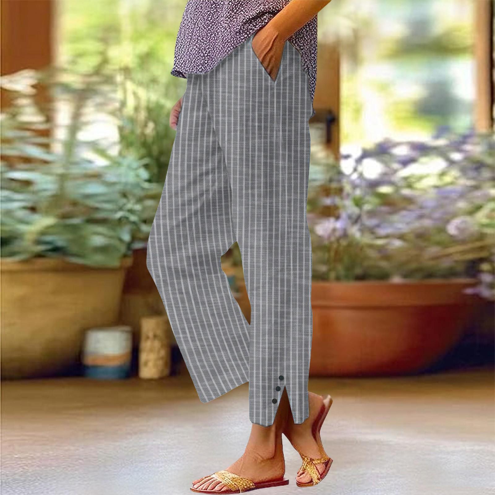 Женские новые полосатые модные свободные удобные прямые брюки длиной девять точек на резинке XXL
Женские новые полосатые модные свободные удобные прямые брюки длиной девять точек на резинке XXL