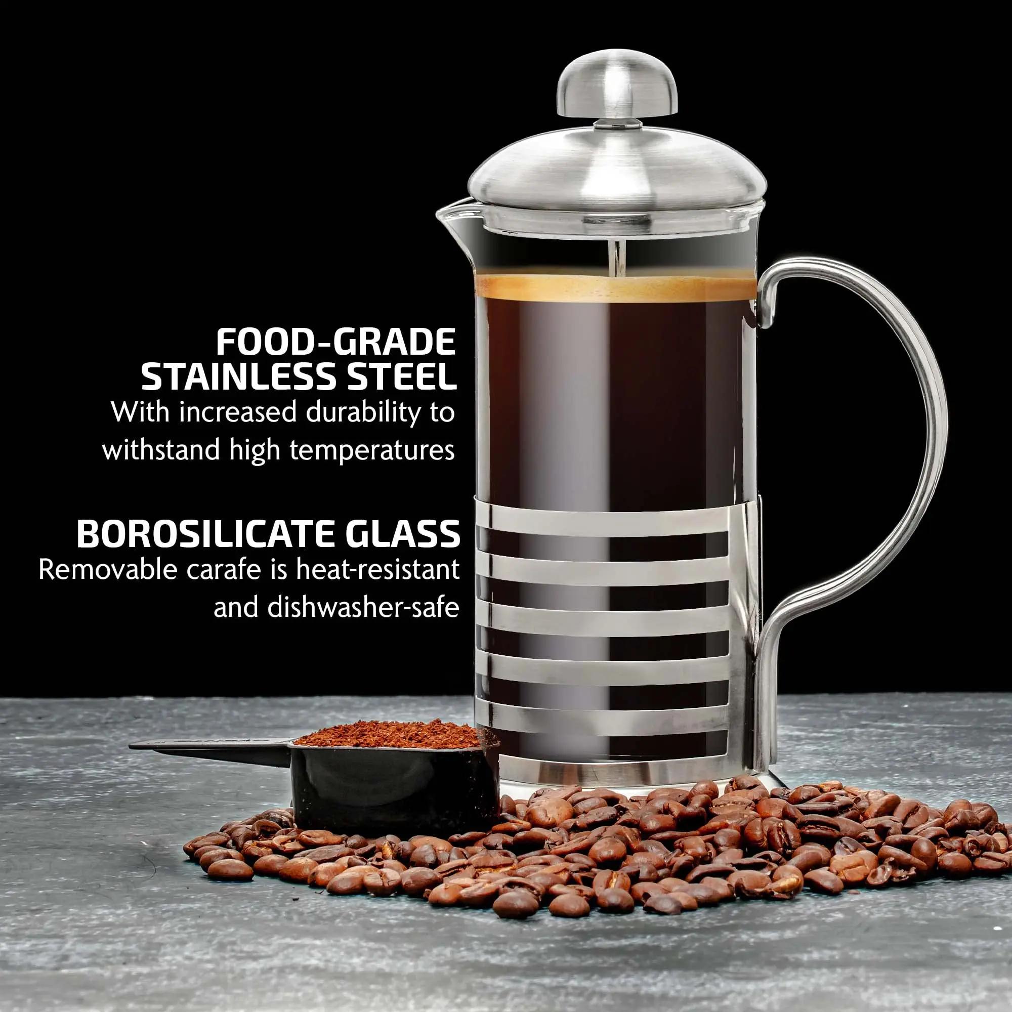 French Press Coffee Maker,Stainless Steel Coffee Percolator Durable Heat Resistant Glass,Portable Easy Clean Pitcher Teapot
French Press Coffee Maker,Stainless Steel Coffee Percolator Durable Heat Resistant Glass,Portable Easy Clean Pitcher Teapot