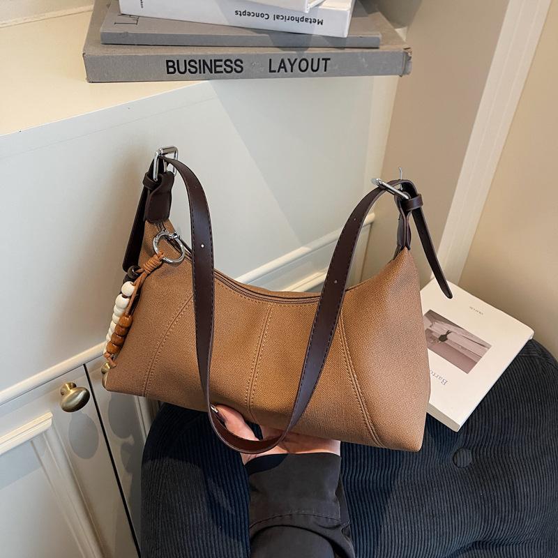 Текстурная сумка-багет на одно плечо, женская новая осенне-зимняя универсальная сумка-мессенджер для поездок на работу, сумка-пельмень коричневый