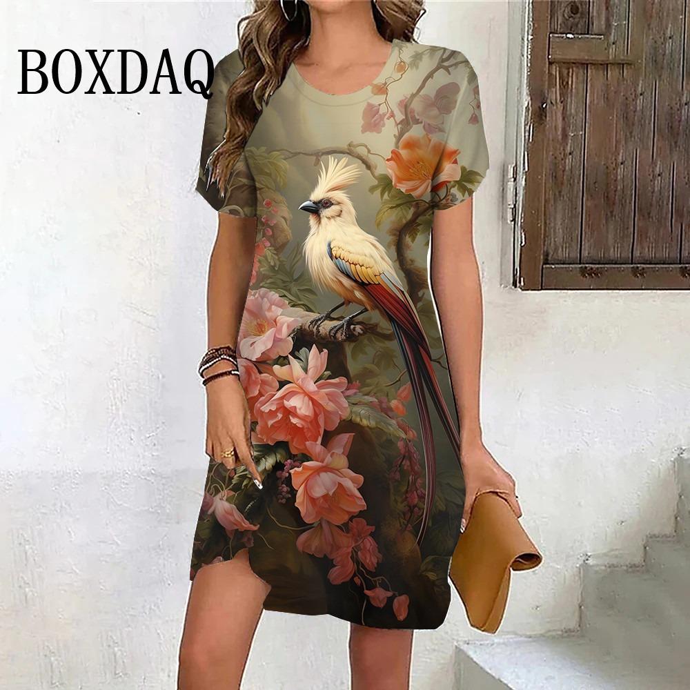 Magpie Flower 3d Printed Dress Women s Short-sleeved Loose Dress Summer Retro Pullover S
Magpie Flower 3d Printed Dress Women s Short-sleeved Loose Dress Summer Retro Pullover S