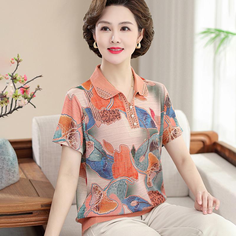 Elegant Ice Silk Lapel T-Shirt for Middle-Aged Women - Short Sleeve Summer Wear 3XL (Recommend 120-135 Jin) оранжевый
Elegant Ice Silk Lapel T-Shirt for Middle-Aged Women - Short Sleeve Summer Wear 3XL (Recommend 120-135 Jin) оранжевый