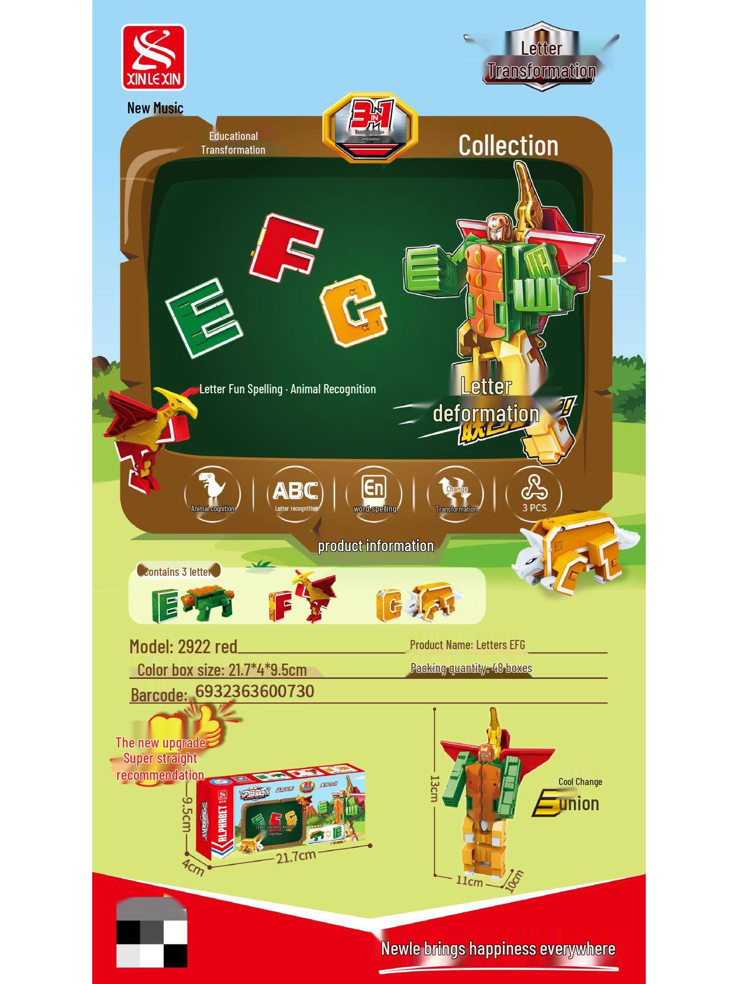 GUDI Newle 2926 Transforming Alphabet Dinosaur Robot - Compatible with Lego Bricks for Educational Assembly (Boys)
GUDI Newle 2926 Transforming Alphabet Dinosaur Robot - Compatible with Lego Bricks for Educational Assembly (Boys)