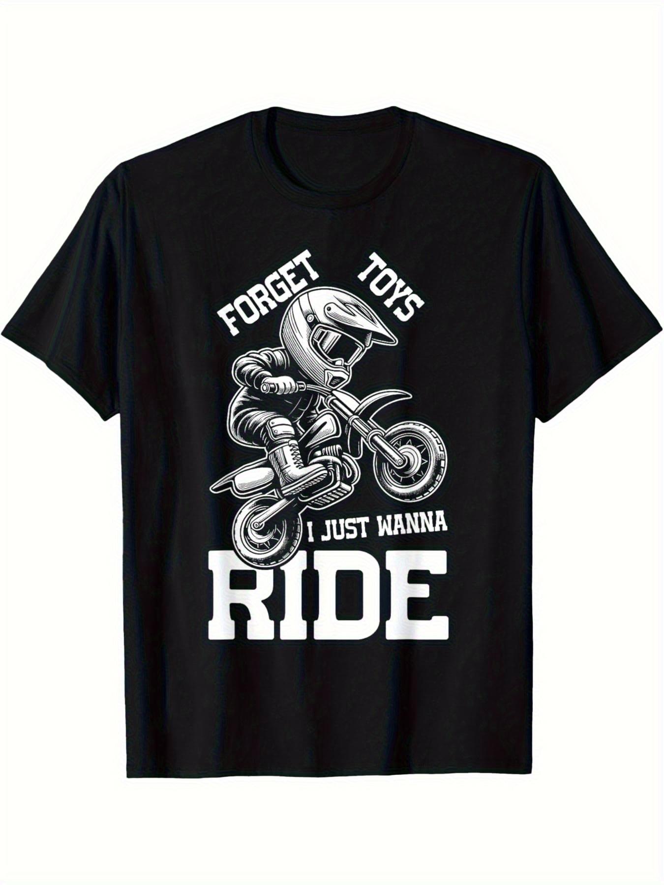 Forget Toys I Just Wanna Ride Dirt Bike Graphic T-shirt- Black Short Sleeve Crew Neck Casual Tee with Bold White Print L
Forget Toys I Just Wanna Ride Dirt Bike Graphic T-shirt- Black Short Sleeve Crew Neck Casual Tee with Bold White Print L