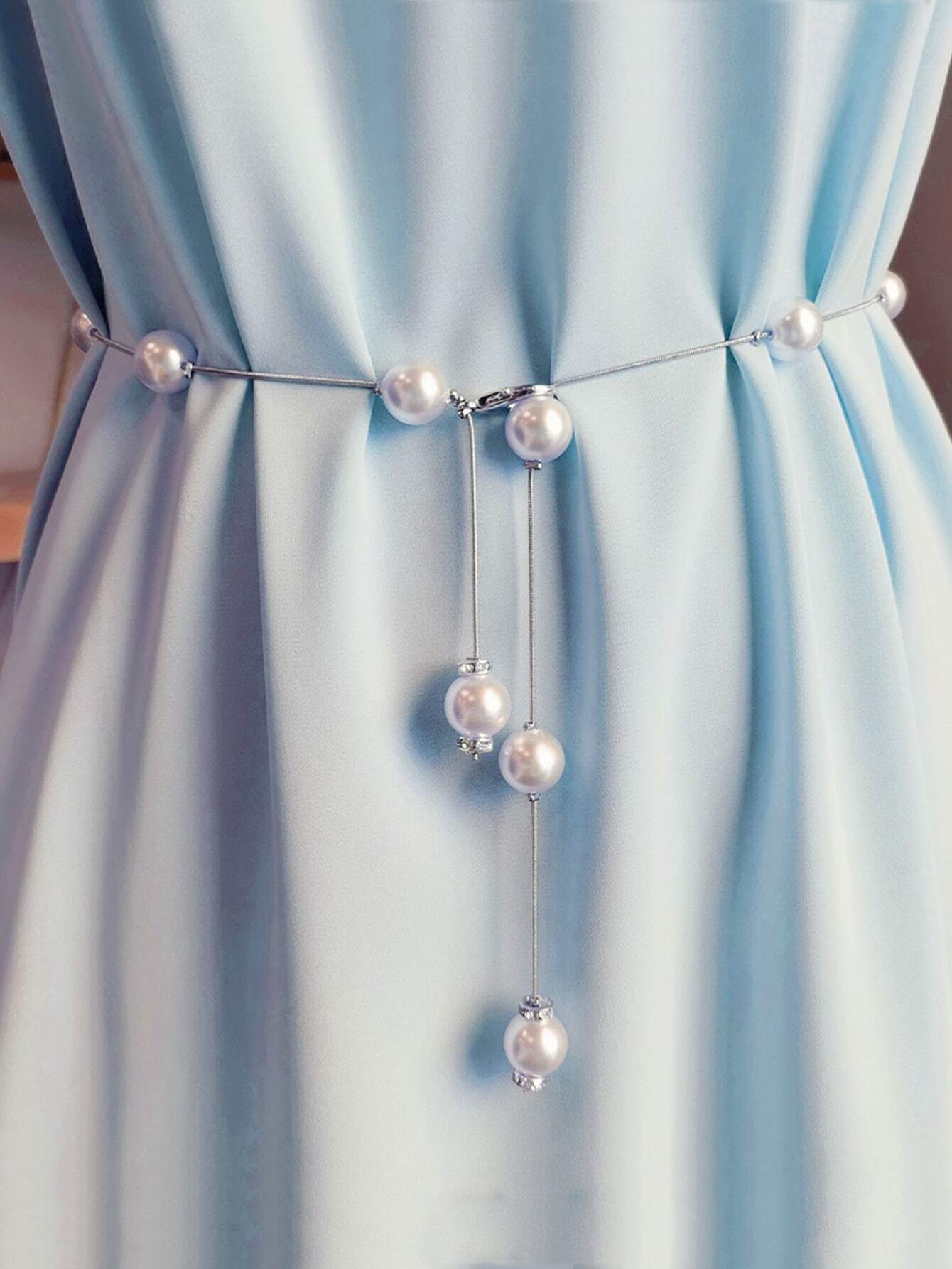 1pc Elegant Faux Pearl Chain Waist Belt for Women, Stylish Dress Belt For Daily Party United States
1pc Elegant Faux Pearl Chain Waist Belt for Women, Stylish Dress Belt For Daily Party United States