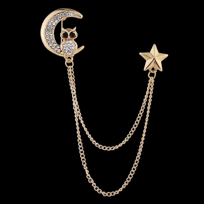 Мужской элегантный значок на лацкан с цепочкой, брошь-булавка в виде совы для костюма, смокинга, звезда, луна, Рамадан, корсаж, воротник, значок на лацкан
Мужской элегантный значок на лацкан с цепочкой, брошь-булавка в виде совы для костюма, смокинга, звезда, луна, Рамадан, корсаж, воротник, значок на лацкан
