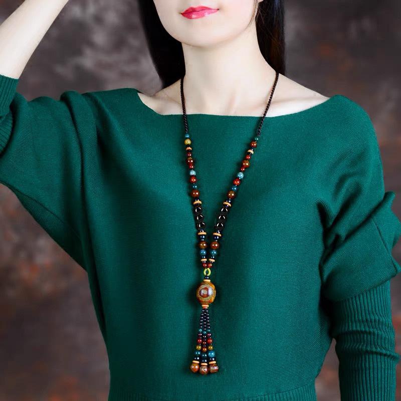 GEMCHIC Women s Ethnic Style Three-Eyed Dzi Bead Long Necklace Handmade Agate Pendant Sweater Chain Vintage Bohemian Jewelry
GEMCHIC Women s Ethnic Style Three-Eyed Dzi Bead Long Necklace Handmade Agate Pendant Sweater Chain Vintage Bohemian Jewelry