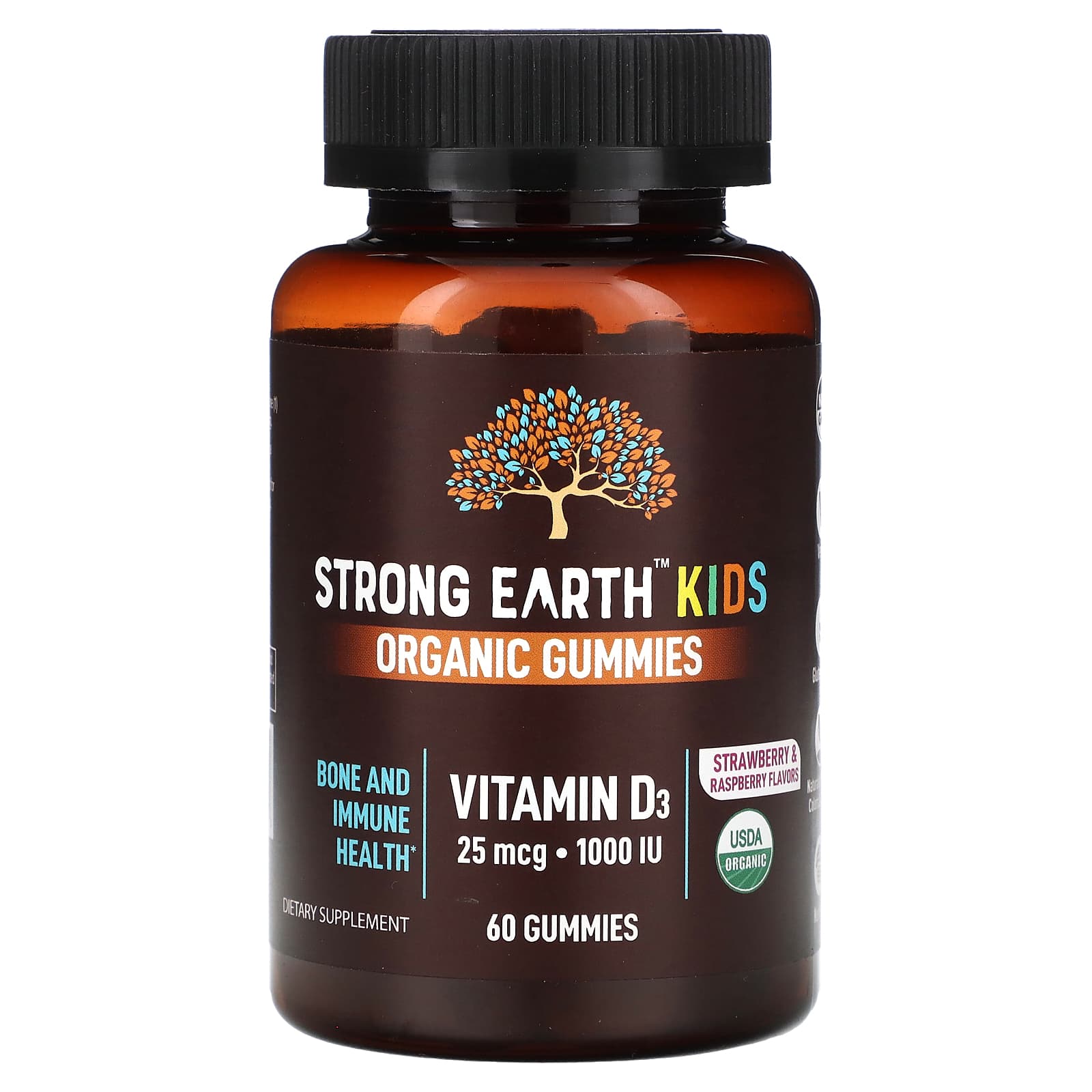 YumVs, Organic Gummies для дітей Strength Earth, вітамін D3, полуниця та малина, 25 мкг (1000 МО), 60 цукерок
YumVs, Organic Gummies для дітей Strength Earth, вітамін D3, полуниця та малина, 25 мкг (1000 МО), 60 цукерок