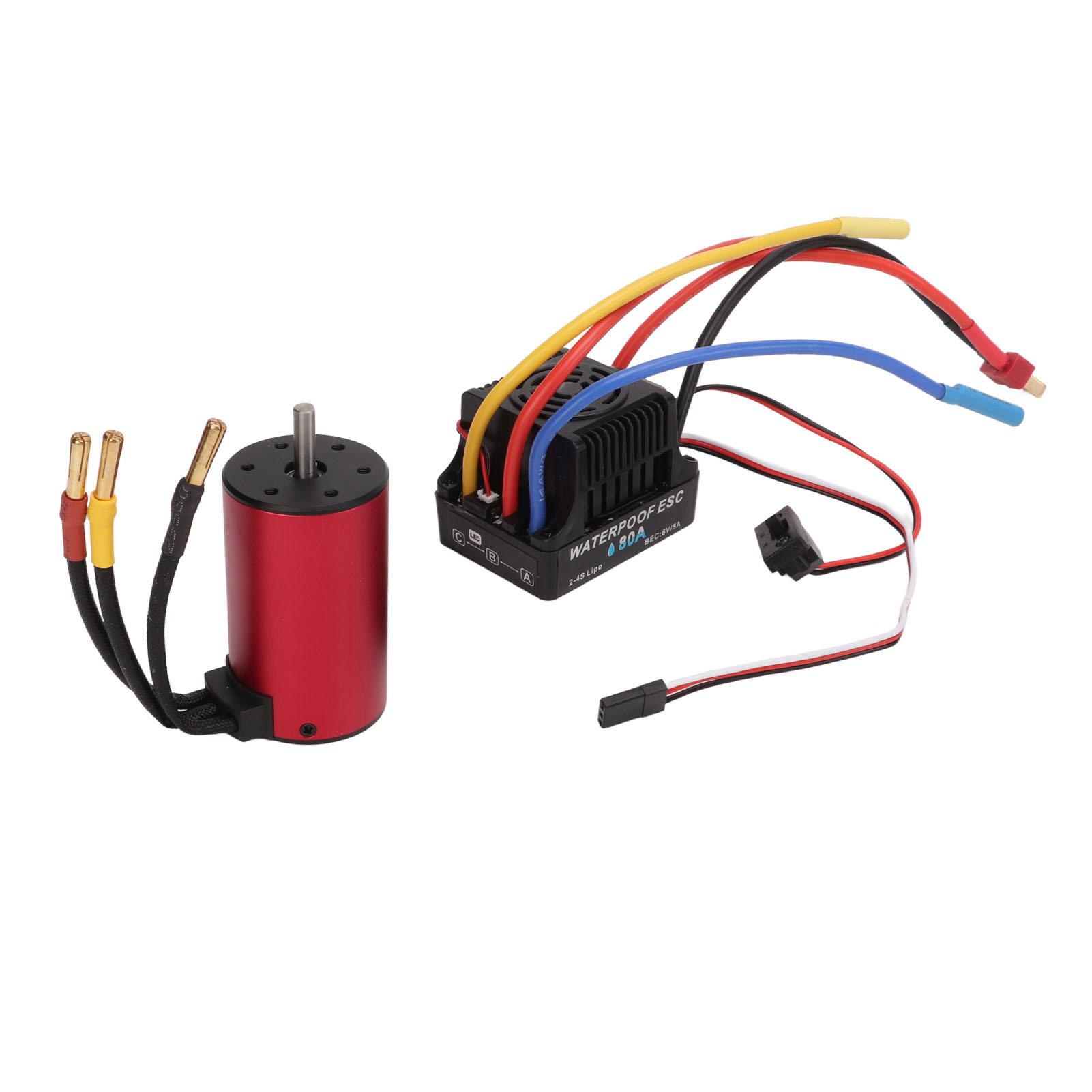 3300KV Brushless Motor Aluminum Alloy Red Motor with 80A Electronic Speed Controller Kit for 1/8 1/10 RC Car
3300KV Brushless Motor Aluminum Alloy Red Motor with 80A Electronic Speed Controller Kit for 1/8 1/10 RC Car