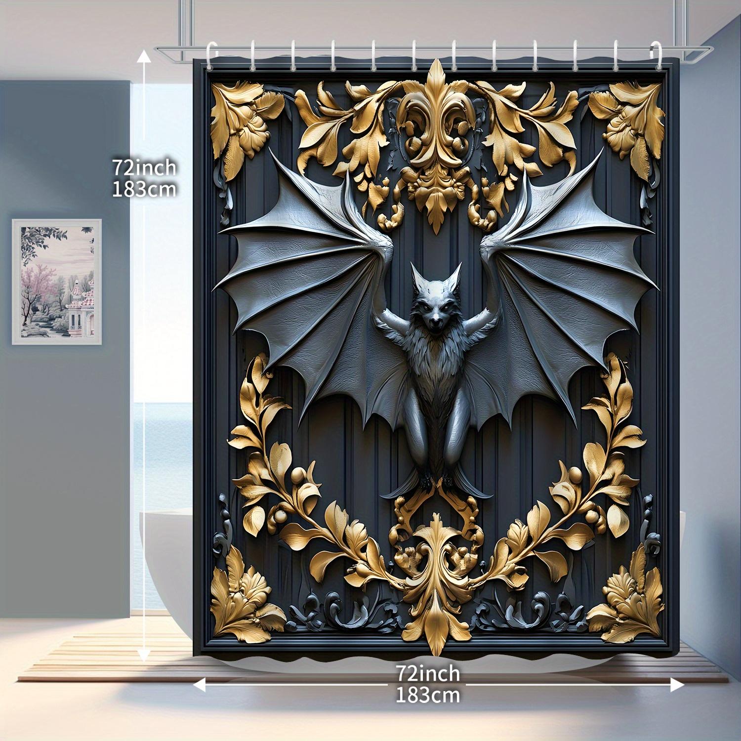 1pc Medieval Bat & Golden Baroque Print Shower Curtain – Stone Sculpture Design, Polyester with 12 Hooks, Bathroom Decor W90xH180cm
1pc Medieval Bat & Golden Baroque Print Shower Curtain – Stone Sculpture Design, Polyester with 12 Hooks, Bathroom Decor W90xH180cm