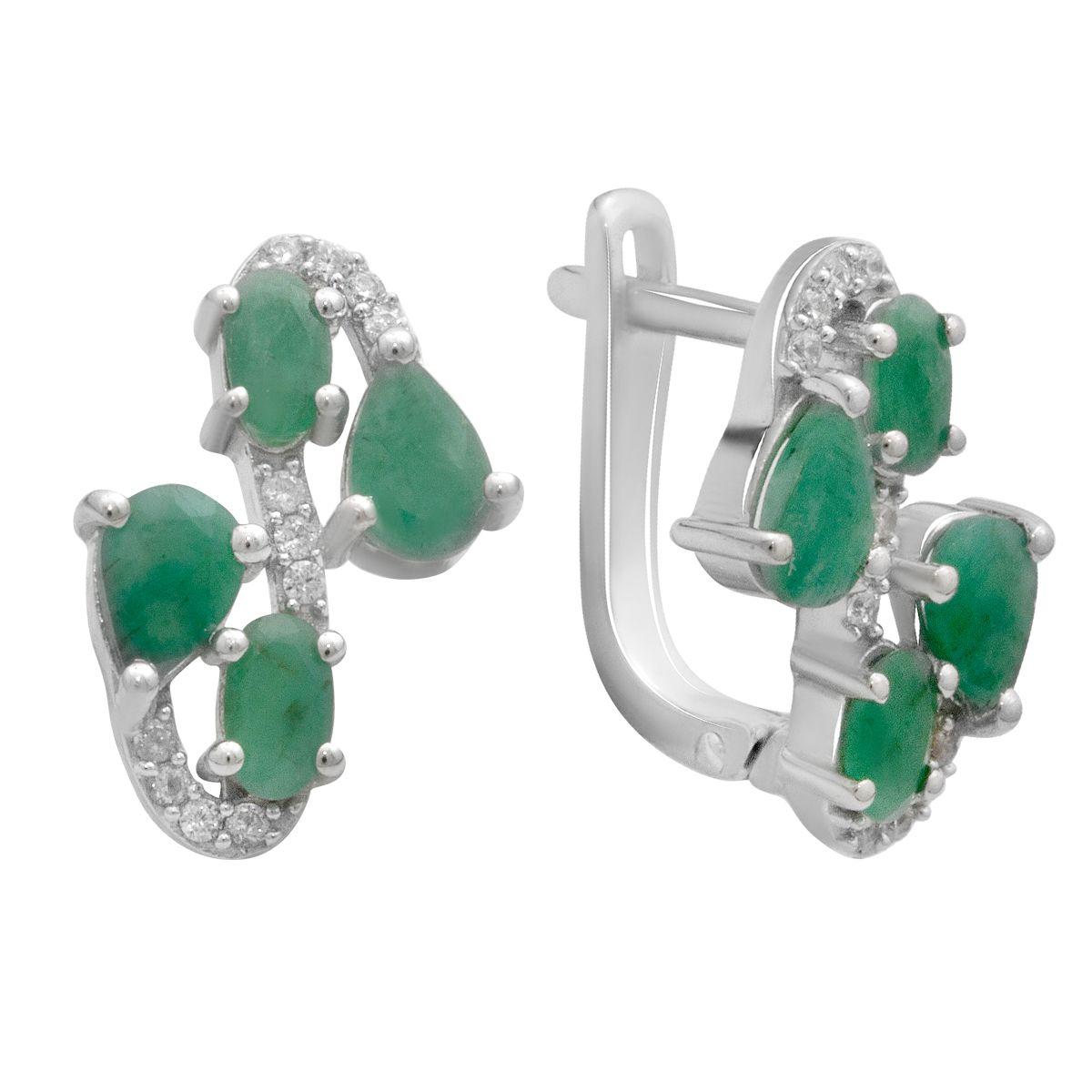 Silver earrings with natural emerald 2.622ct (2179948) смарагдовий 
Silver earrings with natural emerald 2.622ct (2179948) смарагдовий