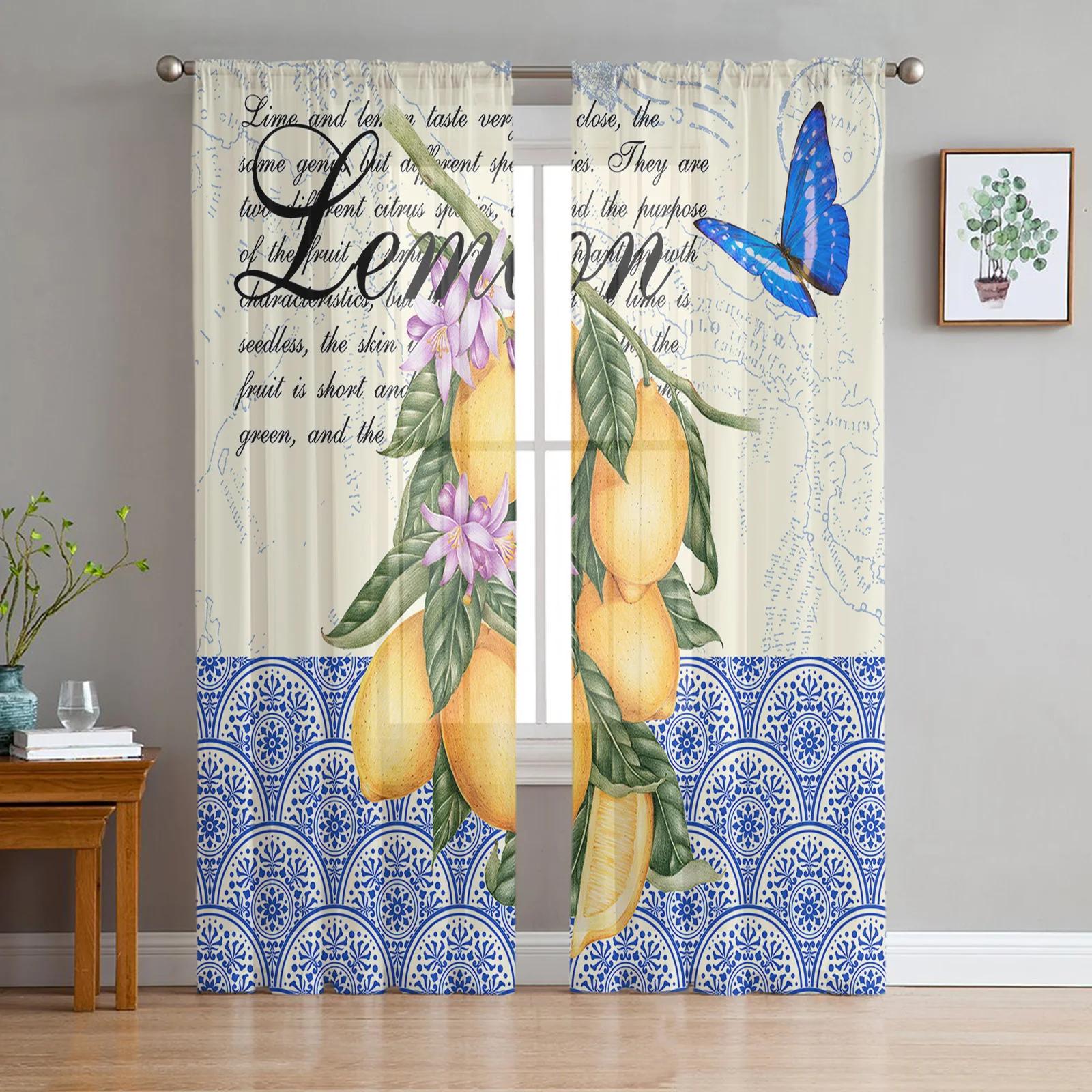 Moroccan Retro Butterfly Fruit Lemon Sheer Curtains for Living Room Decoration Window Curtain Kitchen Tulle Voile Organza Drapes W135 x H115cm x1
Moroccan Retro Butterfly Fruit Lemon Sheer Curtains for Living Room Decoration Window Curtain Kitchen Tulle Voile Organza Drapes W135 x H115cm x1