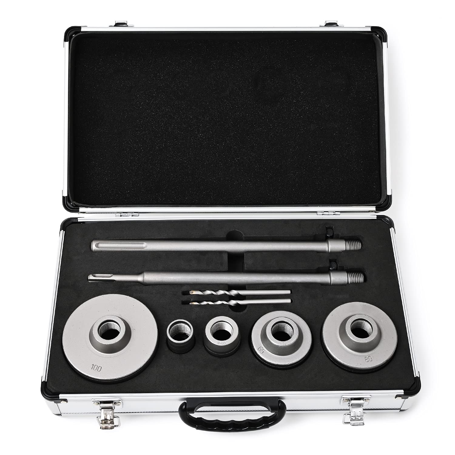 Hole Saw Set 9P 30mm 40mm 65mm 80mm 100mm with special aluminum case Carbide Stainless Steel Core Drill Bit Set Drilling Electric Drill Hole Saw SDS
Hole Saw Set 9P 30mm 40mm 65mm 80mm 100mm with special aluminum case Carbide Stainless Steel Core Drill Bit Set Drilling Electric Drill Hole Saw SDS