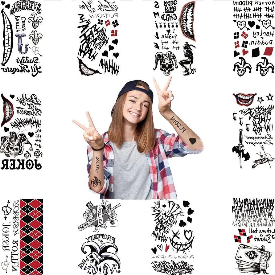 10 Sheets Joker Tattoo Stickers Black Scar Poker Evil Smiley Waterproof Temporary Tattoos for Party Makeup
10 Sheets Joker Tattoo Stickers Black Scar Poker Evil Smiley Waterproof Temporary Tattoos for Party Makeup