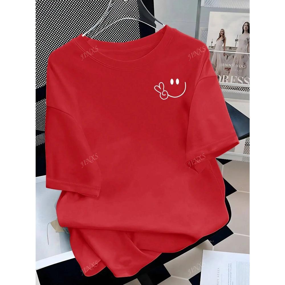 Stylish Tee with Adorable Smile and Peace Sign Design Ideal for Curvy Ladies into Playful Fashion XS
Stylish Tee with Adorable Smile and Peace Sign Design Ideal for Curvy Ladies into Playful Fashion XS