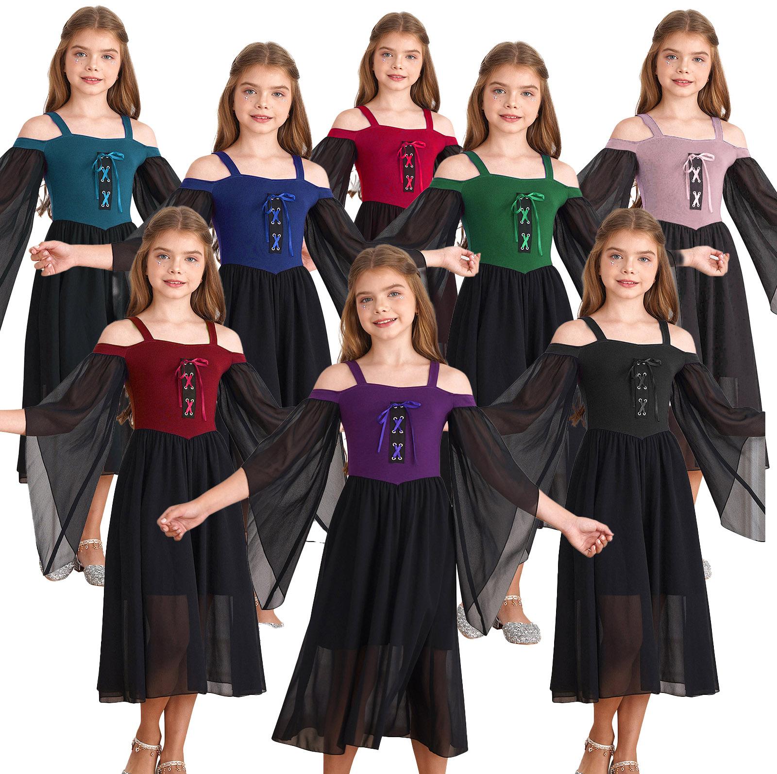 Girls Gothic Renaissance Dress Cold Shoulder Butterfly Sleeve Lace Up Front Medieval Costume Flowy Cosplay Gown 3-4 Years темно-синього кольору
Girls Gothic Renaissance Dress Cold Shoulder Butterfly Sleeve Lace Up Front Medieval Costume Flowy Cosplay Gown 3-4 Years темно-синього кольору
