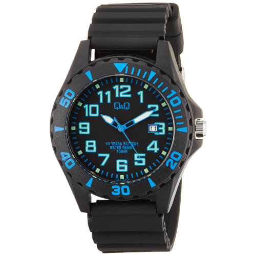 Citizen Q&Q Men s Analog Watch, 10-Year Battery Life, 10 ATM Water Resistance, Urethane Band, A22A-005VK, Black
Citizen Q&Q Men s Analog Watch, 10-Year Battery Life, 10 ATM Water Resistance, Urethane Band, A22A-005VK, Black