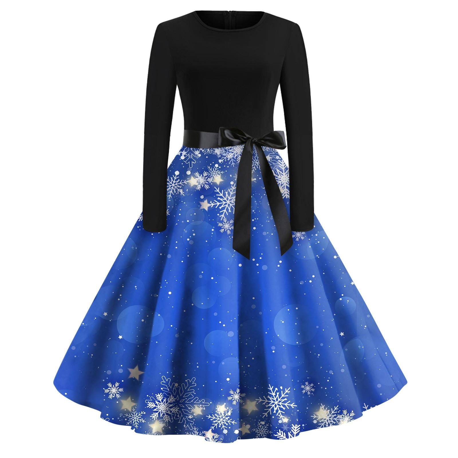 Женская мода с круглым вырезом, повседневные тонкие рождественские платья с длинным рукавом и принтом L
Женская мода с круглым вырезом, повседневные тонкие рождественские платья с длинным рукавом и принтом L