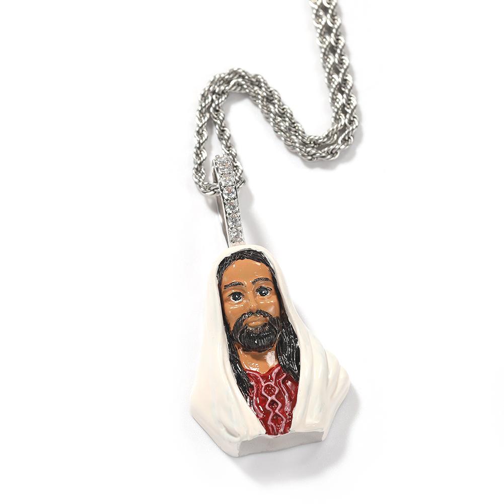 THE BLING KING Enamel Jesus Pendant Charm Head Portrait Enamel Pendant Tennis Chain Men And Women Rapper Hiphop Jewelry Cuban chain&20inch срібний
THE BLING KING Enamel Jesus Pendant Charm Head Portrait Enamel Pendant Tennis Chain Men And Women Rapper Hiphop Jewelry Cuban chain&20inch срібний