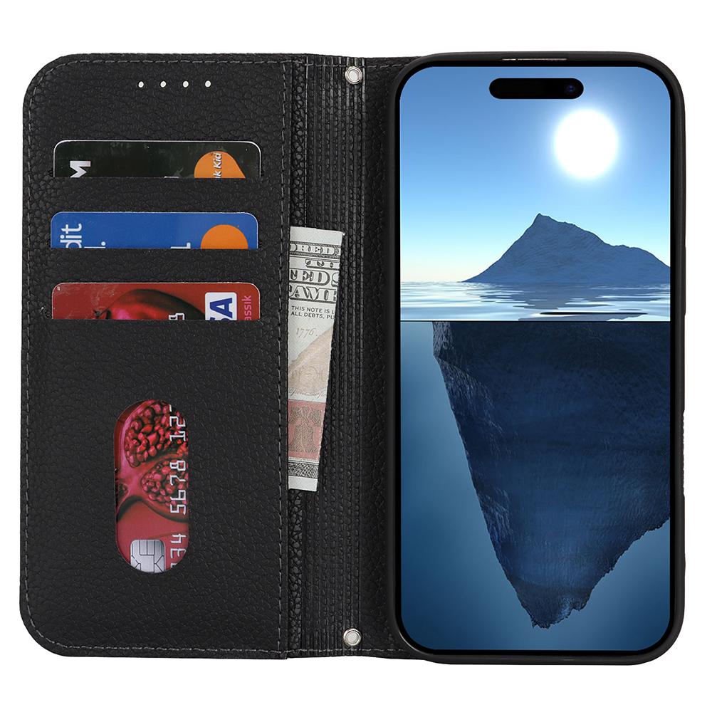 Stand Case for iPhone 16 Litchi Texture Leather Flip Phone Cover with Strap/Wallet Mint Green
Stand Case for iPhone 16 Litchi Texture Leather Flip Phone Cover with Strap/Wallet Mint Green