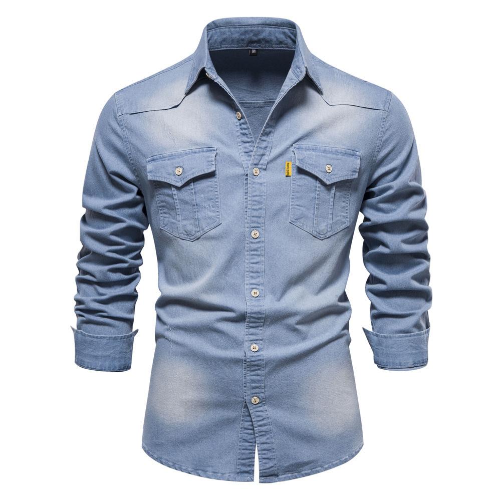Elastic Cotton Denim Shirt High Quality Men Long Sleeve Solid Color Pocket Shirts for Men Casual Slim Fit Mens Designer Clothing 3XL світло-синій колір
Elastic Cotton Denim Shirt High Quality Men Long Sleeve Solid Color Pocket Shirts for Men Casual Slim Fit Mens Designer Clothing 3XL світло-синій колір