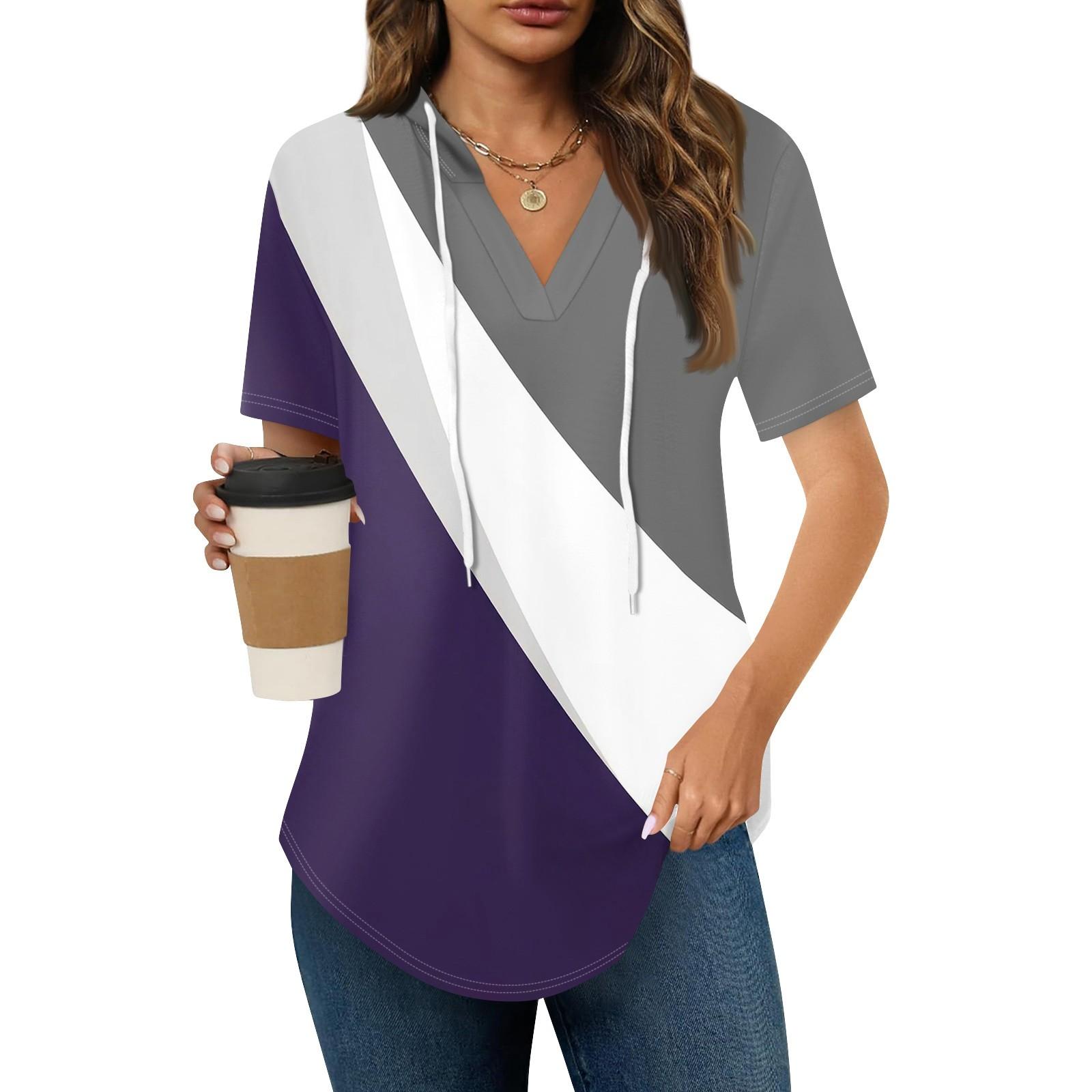 Women s Summer V Neck Tee Shirts Short Sleeve Hoodie Tunic Tops Casual Loose Tunic Sweatshirts L фіолетовий
Women s Summer V Neck Tee Shirts Short Sleeve Hoodie Tunic Tops Casual Loose Tunic Sweatshirts L фіолетовий