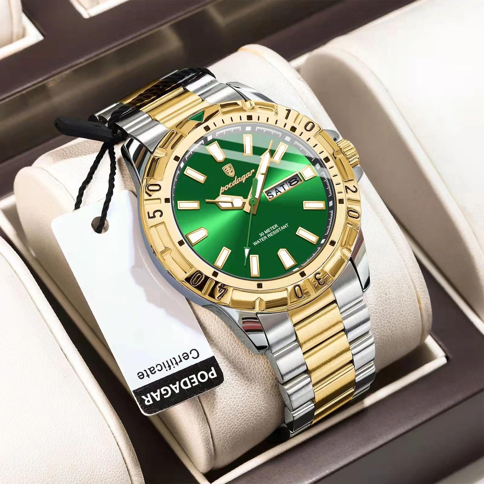 POEDAGAR Luxury Watch for Man Military Sports Men Quartz Watch Waterproof Luminous Date Week Stainless Steel Watches золотой/зелёный
POEDAGAR Luxury Watch for Man Military Sports Men Quartz Watch Waterproof Luminous Date Week Stainless Steel Watches золотой/зелёный