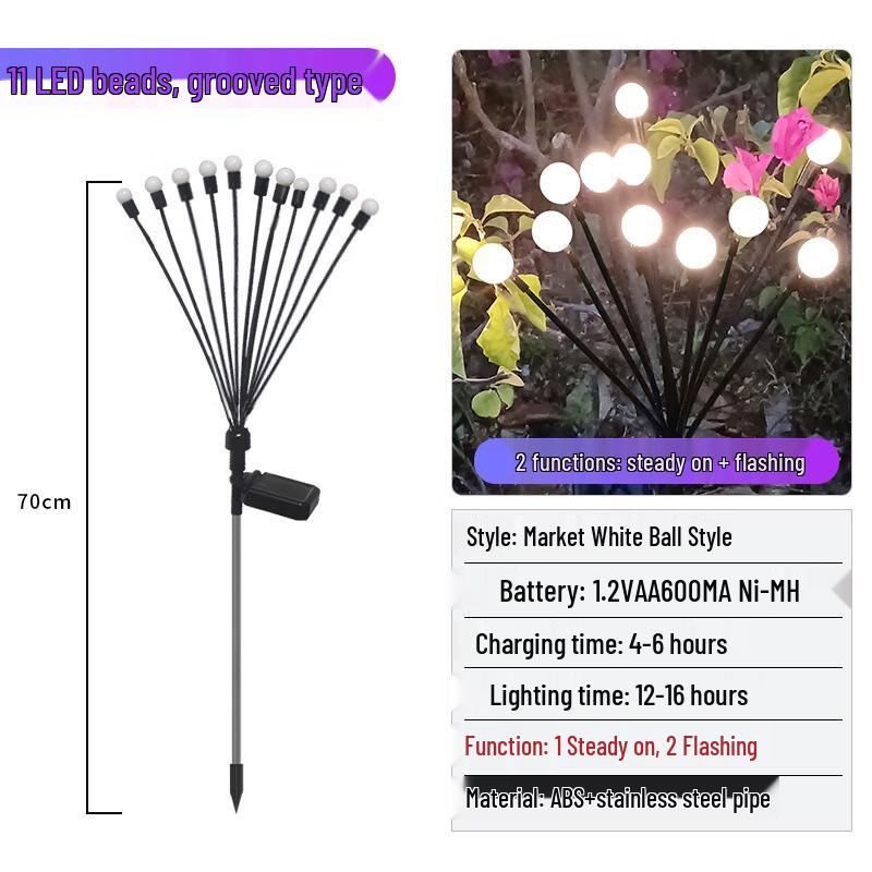 8-Pack Solar Firefly String Lights (11 Heads, Warm Light)
8-Pack Solar Firefly String Lights (11 Heads, Warm Light)