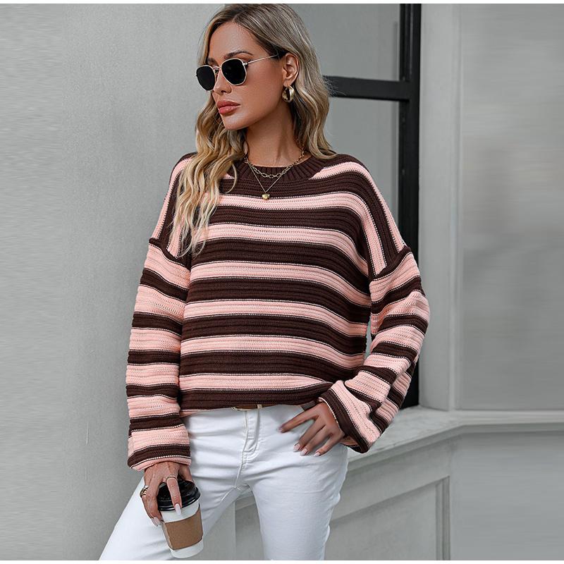 Женские осенние свитера свободного покроя в полоску с круглым вырезом и длинным рукавом, повседневные, свободные, трикотажные, пуловеры XL кофейный
Женские осенние свитера свободного покроя в полоску с круглым вырезом и длинным рукавом, повседневные, свободные, трикотажные, пуловеры XL кофейный