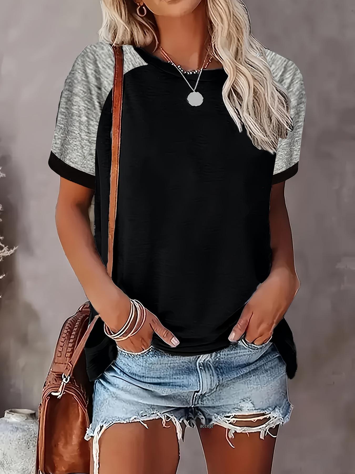 European & American Women s Plus Size Color Block Loose Round Neck Short Sleeve Top - Black/Gray 5XL чёрный
European & American Women s Plus Size Color Block Loose Round Neck Short Sleeve Top - Black/Gray 5XL чёрный