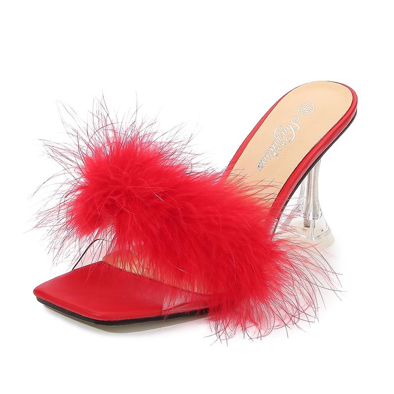 Sexy 9CM High Heels Faux Fur Ladies Sandals Transparent Crystal Shoes for Summer Big Size Adult Fun Shoes slippers women 35 красный
Sexy 9CM High Heels Faux Fur Ladies Sandals Transparent Crystal Shoes for Summer Big Size Adult Fun Shoes slippers women 35 красный