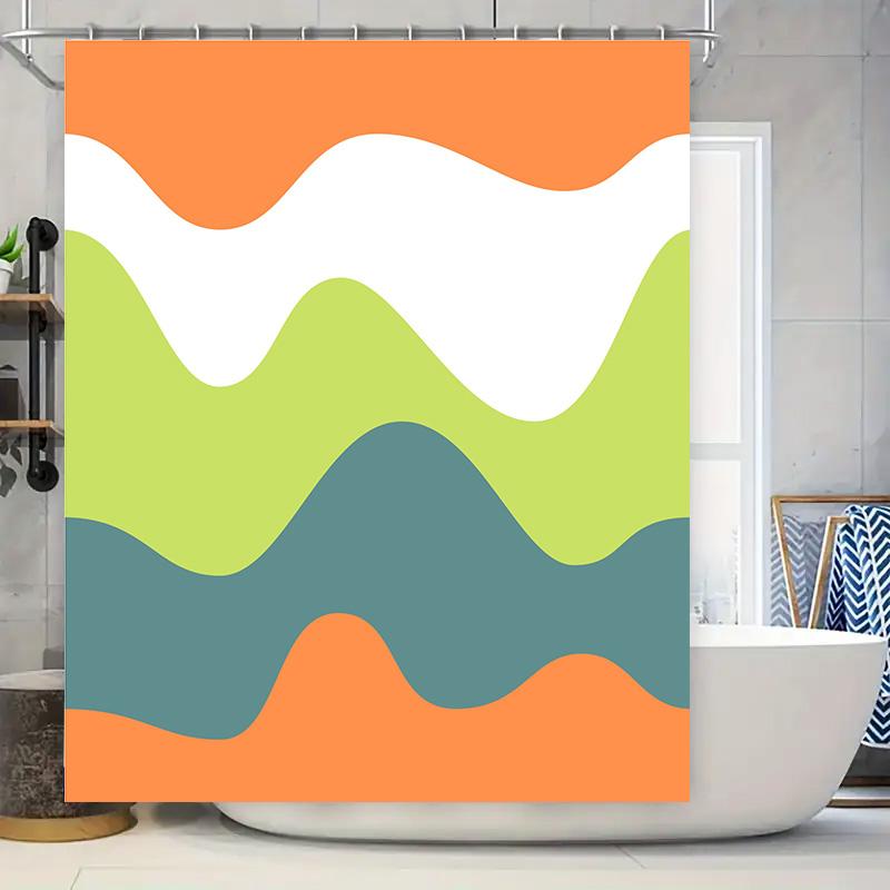 Modern Bath Curtain With Vibrant Waves Pattern Orange Green Teal Shower Curtain Set For Bathroom Decor In Home Improvement Diy W60H190(CM)-1 Pcs
Modern Bath Curtain With Vibrant Waves Pattern Orange Green Teal Shower Curtain Set For Bathroom Decor In Home Improvement Diy W60H190(CM)-1 Pcs