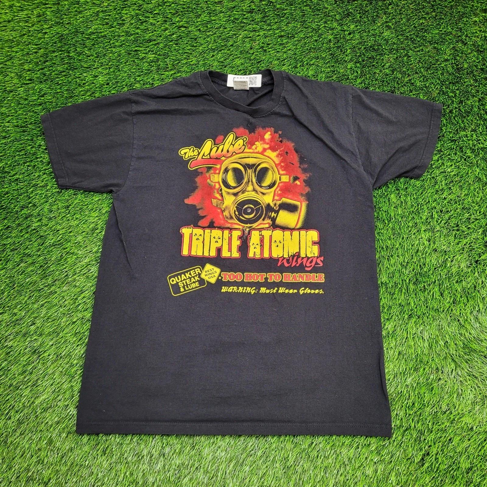 Vintage Triple Atomic Wings Sauce Shirt Large 21x28 Black L
Vintage Triple Atomic Wings Sauce Shirt Large 21x28 Black L