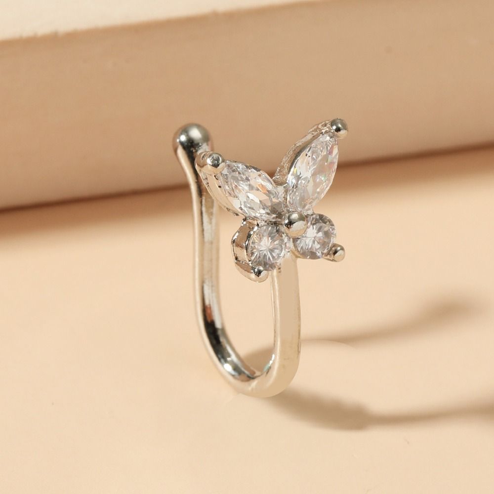 Zircon Butterfly Nose Ring Copper Non Pierced Ear Clip Cuff Trendy Clip On Nose Hoop Ring Daily gold-b
Zircon Butterfly Nose Ring Copper Non Pierced Ear Clip Cuff Trendy Clip On Nose Hoop Ring Daily gold-b