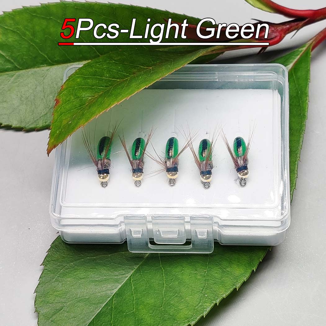 Искусственная мушка, сухая мушка, 5 шт./10 шт. - латунная головка, сухая нимфа(Светло-зеленый/Темно-зеленый/Красный/Оранжевый) Наживка для окуня, лосося, форели, рыболовная приманка с крючком №10